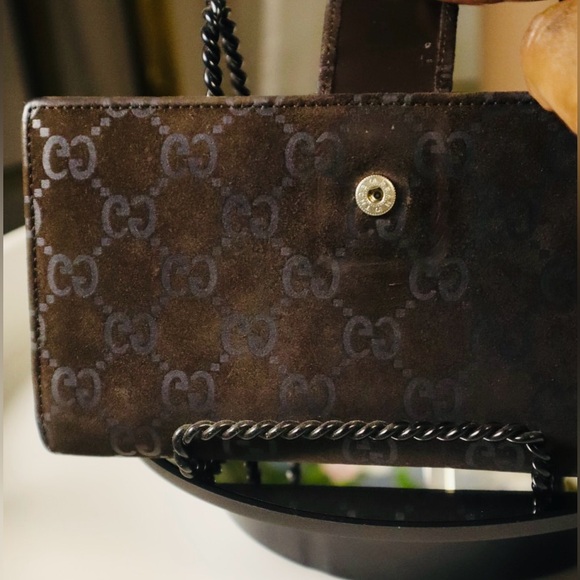 Rare Gucci Long Wallet Suede Gg Pattern With Box - Picture 5 of 8